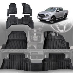 3D Car Mats for Mazda BT-50 BT50 Dual Cab 2020-Onwards TF Series All-Weather Floor Liners