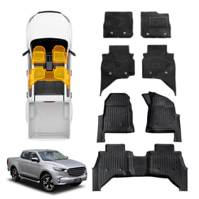 3D Car Mats for Mazda BT-50 BT50 Dual Cab 2020-Onwards TF Series All-Weather Floor Liners