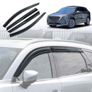 Car window deflector strips with a Mazda-CX9 in the background