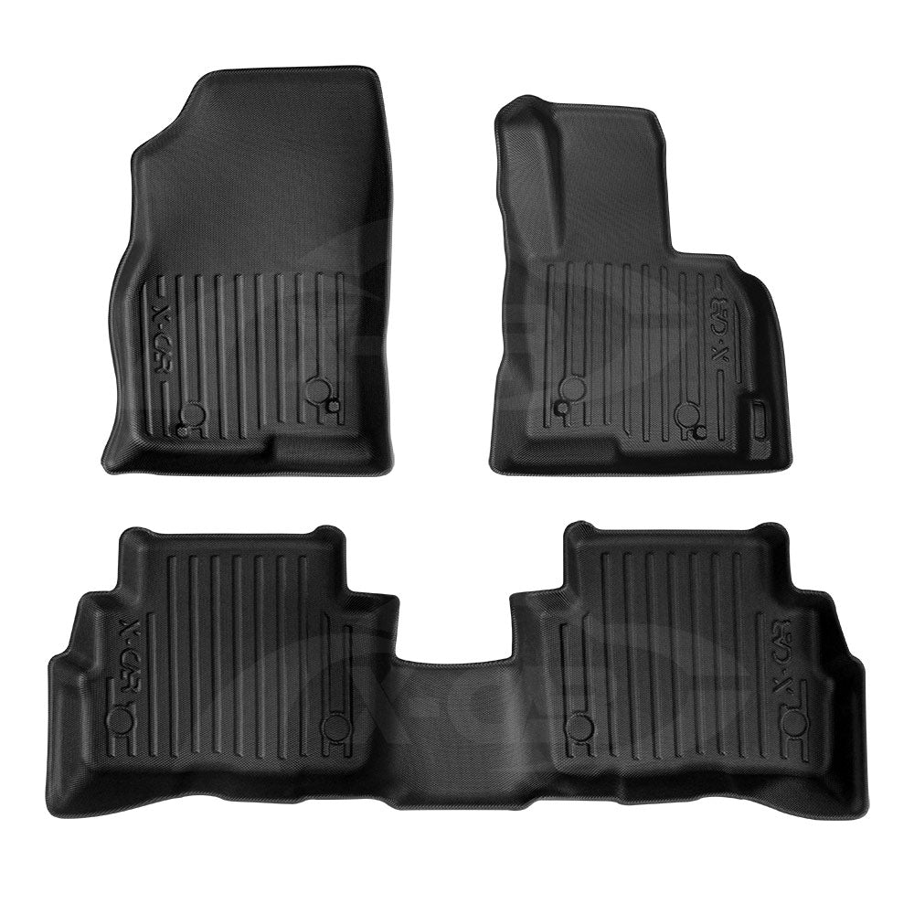 Tapis de sol - Logo - Mazda CX7 - Velours noir - 4 pièces - Antidérapant et impe