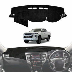 X-CAR dash mat designed for a Mitsubishi Triton MQ MR Dual Cab, installed on the dashboard of a Triton.