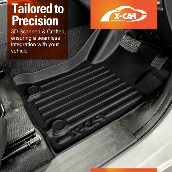 X-CAR 3D all-weather floor mats installed in a Mitsubishi Triton MV Double Cab driver foot well.