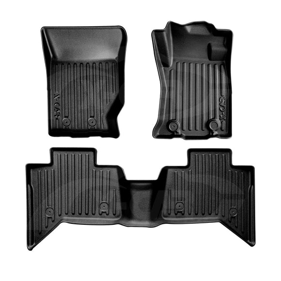 X-CAR 3D all-weather floor mats for Mitsubishi Triton MV Double Cab, including front and rear row mats.