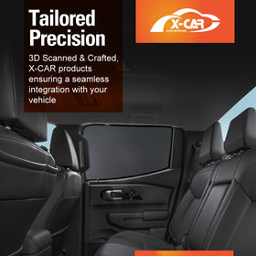 X-CAR Window Sun Shades for Mitsubishi Triton MV Double Cab 2024-Onwards, installed on the rear window of a Triton.