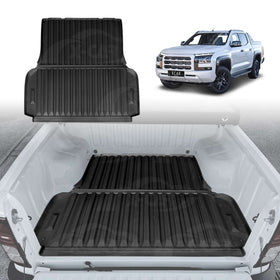 X-CAR Tub Liner for Mitsubishi Triton MV Double Cab 2024-Onwards with steel tub installed in the tub area of a Triton.
