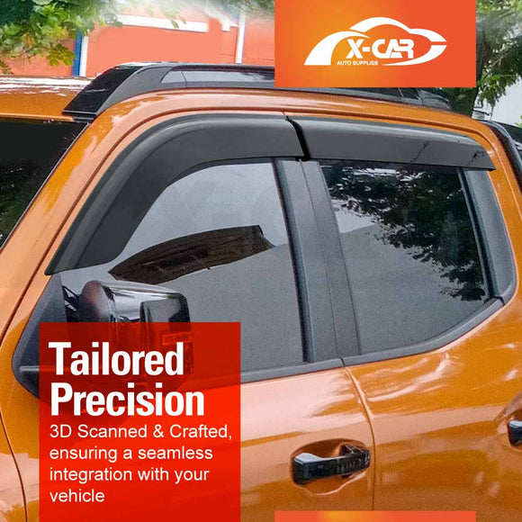 X-CAR weathershields designed for designed for Mitsubishi Triton MV Double Cab, installed on a Triton MV.