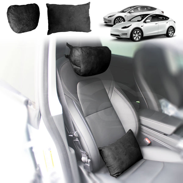 Black Headrest/Waist Pillow for Tesla Model 3/Y Seat Neck/Back Support Cushion Accessories