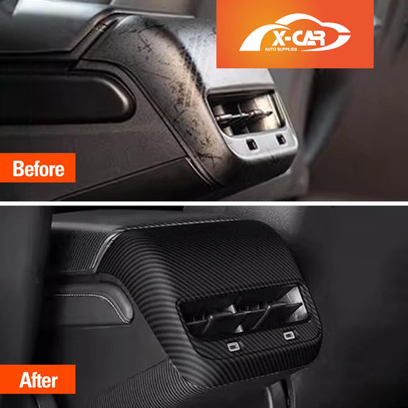 Tesla Model Y / Model 3 Armrest Pad & Rear AC Vent Covers Matte Carbon Fiber Style