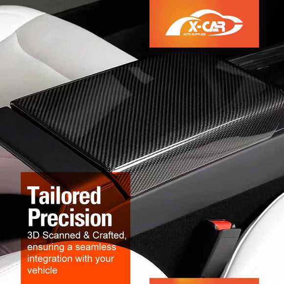 Center Console Armrest Pad Cover for Tesla Model 3 Highland 2023-Onwards Carbon Fiber Style Interior  Protector