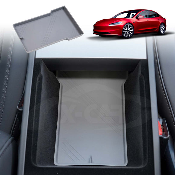 Soft Silicone Organizer Pad Set for Tesla Model 3 Highland 2023-Onwards Center Console Armrest Storage Cup Holder Coaster