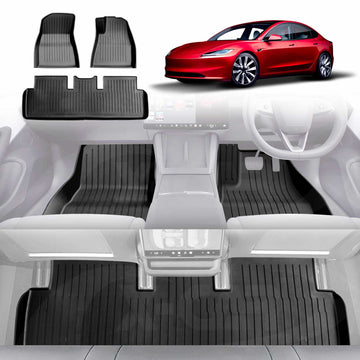 Tesla Model 3 Highland Car Floor Mats 3D All-Weather Liners 2023-Onwards