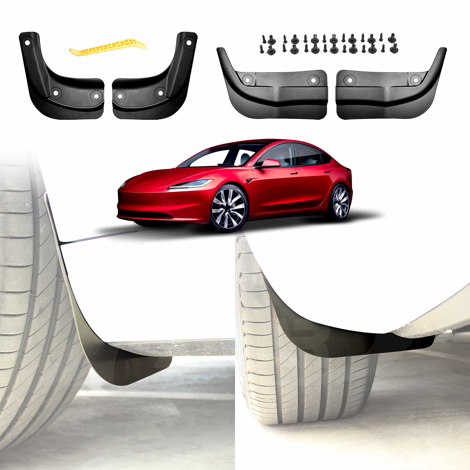 Tesla Model 3 Highland Mud Flaps Splash MudGuards Fenders 2023-Onwards ...