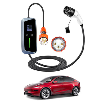 Tesla Model Y Juniper Type 2 Portable EV Charger 32 Amp 7KW 3 Pin 5 Meters