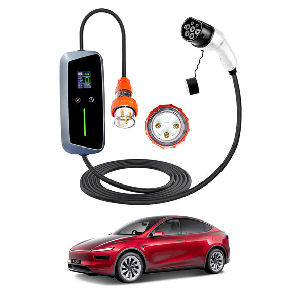 Tesla Model Y Juniper Type 2 Portable EV Charger 32 Amp 7KW 3 Pin 5 Meters