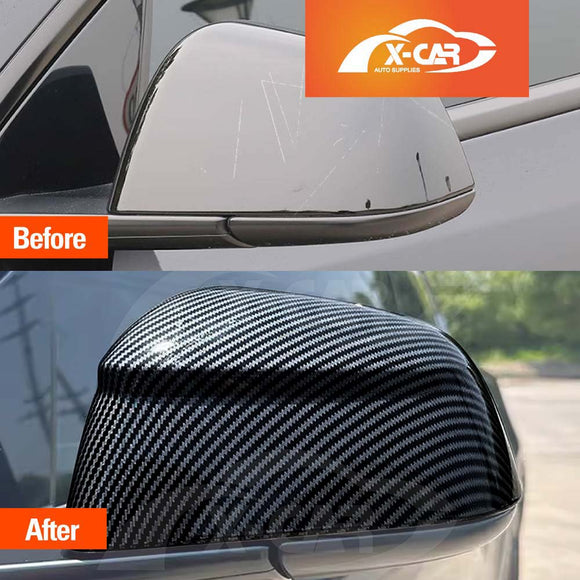 Rear View Mirror Trim Cover for Tesla Model Y L 6-Seat 2026-Onwards Exterior Accessories Side Mirror Cap Carbon Fiber Style