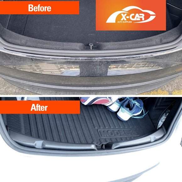 Rear Bumper Guard Trunk Protector Cover for Tesla Model 3 Highland 2023-Onwards Carbon Fiber Style Protection Accessories