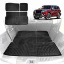 X-CAR boot liner and back seat protectors set for Nissan Patrol Y62 installed in the cargo area.