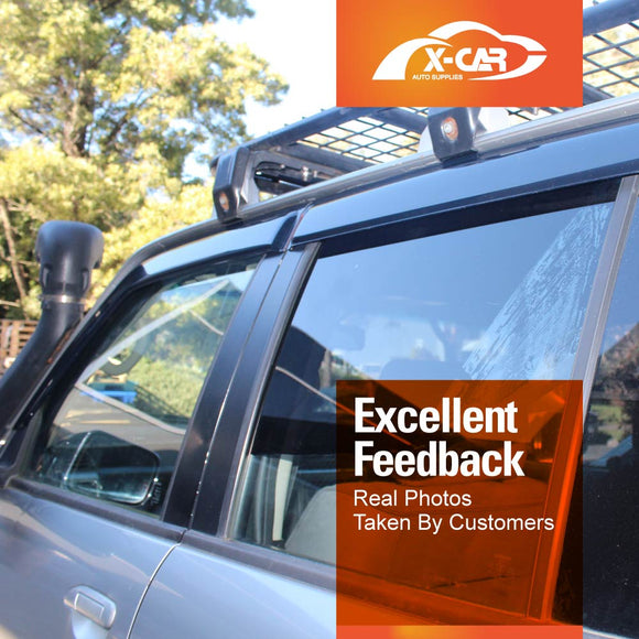 X-CAR weather shields for Nissan Patrol GU Y61 installed on the vehicle windows. 