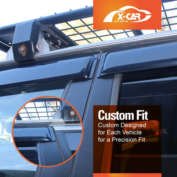 X-CAR weather shields for Nissan Patrol GU Y61 installed on the vehicle windows. 