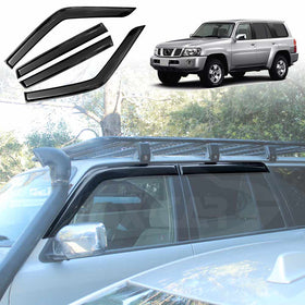 X-CAR weather shields for Nissan Patrol GU Y61 installed on the vehicle windows. 