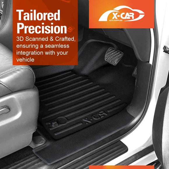 X-CAR 3D floor mats designed for a Nissan Patrol Y62 Series installed in the vehicle.