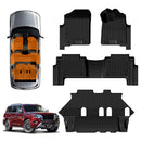 X-CAR 3D floor mats designed for a Nissan Patrol Y62 Series displayed alongside the vehicle interior and exterior.