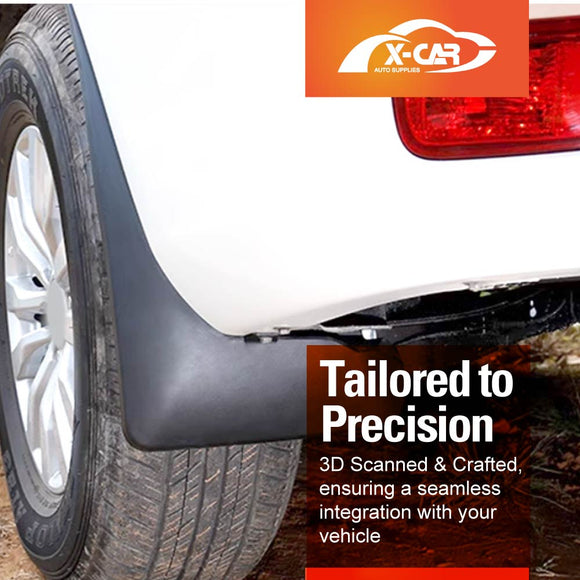 X-CAR mud flaps for Nissan Patrol Y62 Series, installed on the vehicle bottom next to eh wheels.