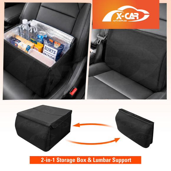 2-in-1 Car Seat Organizer & Cushion for Universal Vehicle 38LStorage Insulated Travel Bag Interior Accessories
