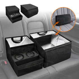 2-in-1 Car Seat Organiser & Cushion for Universal Vehicle Storage Insulated Travel Bag Interior Accessories