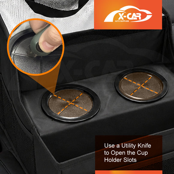 2-in-1 Car Seat Organiser & Cushion for Universal Vehicle Storage Insulated Travel Bag Interior Accessories