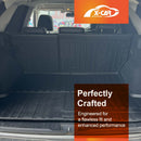 X-CAR boot liner and back seat protectors set for a Subaru Outback installed in the Outback cargo area.