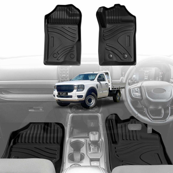 3D Floor Mats for Ford Next-Gen Ranger Single Cab 2022-Onwards  All-Weather Liners