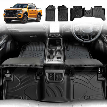 3D Floor Mats for Ford Next-Gen Ranger Dual Cab PHEV 2025-Onwards All-Weather Liners