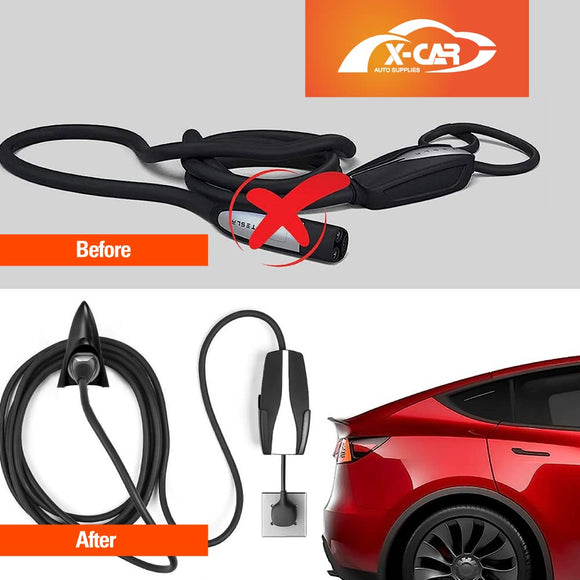 Charger Holder for Tesla Model Y/3/S/X Charging Cable Organizer Wall Mount Adapter Connector with Chassis Bracket