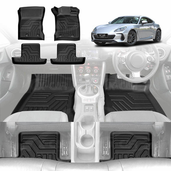 Subaru BRZ 2024 custom-fit 3D all-weather car floor mats set, front and rear interior protection by X-CAR