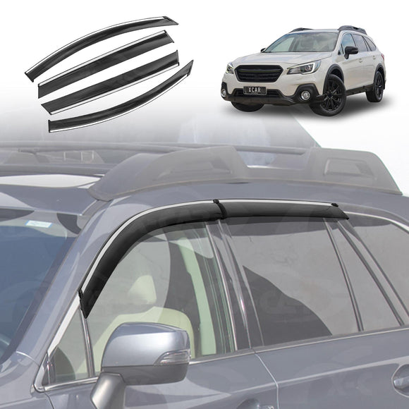 X-CAR weathershields for Subaru Outback 2015-2020 installed on the exterior windows of the vehicle.