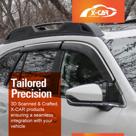 X-CAR weathershields for Subaru Outback 2020-2025 installed on the exterior windows of the vehicle.