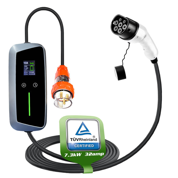 Type 2 Portable EV Charger 32 Amp 7KW 3 Pin 5 Meters for Mazda CX60 70 80 90 PHEV MX30 EV