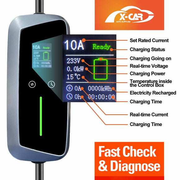 Type 2 Portable EV Charger 10 Amp 2.4KW for Mazda CX60 70 80 90 PHEV MX30 EV