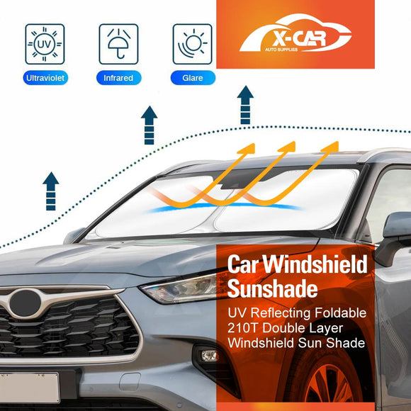 X-CAR Winddcreen sun shade for Toyota Kluger 2021 onwards installed on windscreen.