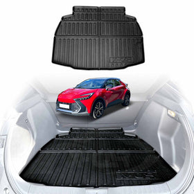 X-CAR Toyota C-HR 2023–2024 trunk boot liner, black custom-fit cargo mat shown installed