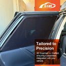 X-CAR custom window sun shades designed for Subaru Outback installed on the rear window of an Outback.