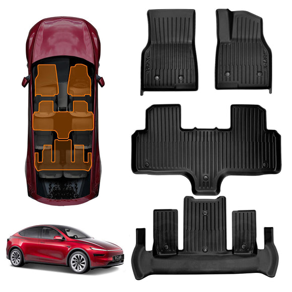 3D Floor Mats for Tesla Model Y L 6-Seat 2026-Onwards All-Weather Car Liners
