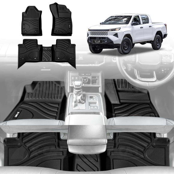 Current Automats 3D Floor Mats for Toyota Hilux Dual Cab Auto 2025+ All-weather | X-CAR