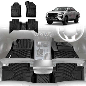 3D Floor Mats for Toyota Hilux Dual Cab Auto 2016-2025 All-Weather Car Liners