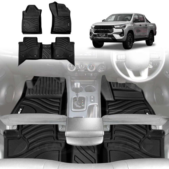 3D Floor Mats for Toyota Hilux Dual Cab Auto 2016-2025 All-Weather Car Liners