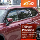 X-CAR weather shields for Toyota Kluger 2021 onwards installed on the car windows.