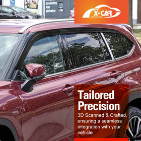 X-CAR weather shields for Toyota Kluger 2021 onwards installed on the car windows.
