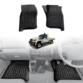 3D Front Floor Mats for Toyota Land Cruiser 79 Series Single Cab 2012-2016 All-Weather Car Liners