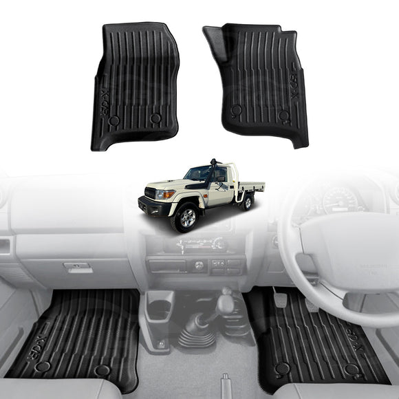 3D Front Floor Mats for Toyota Land Cruiser 79 Series Single Cab 2012-2016 All-Weather Car Liners